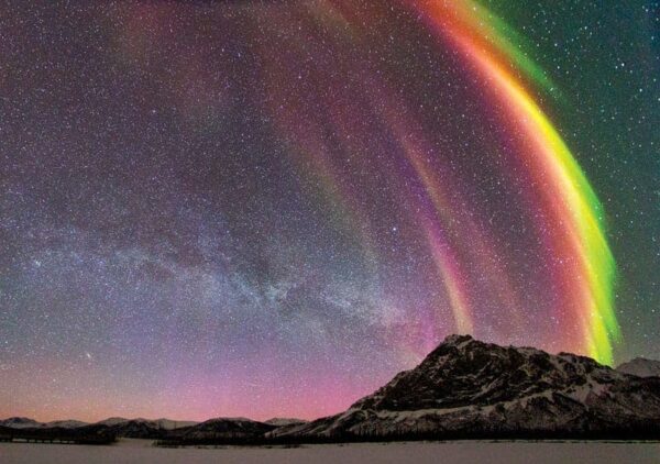 Northern lights and the Milky Way Galaxy, Brooks Range, Alaska.