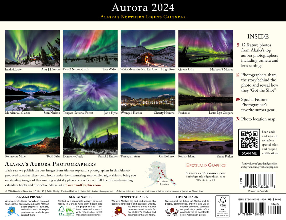 smal shilling Bemyndigelse 2024 Aurora Calendar - Greatland Graphics