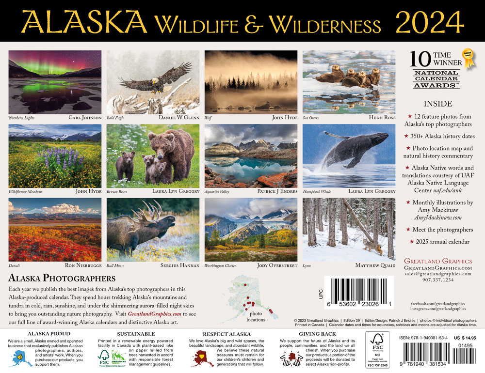 2024 Alaska Wildlife & Wilderness Calendar